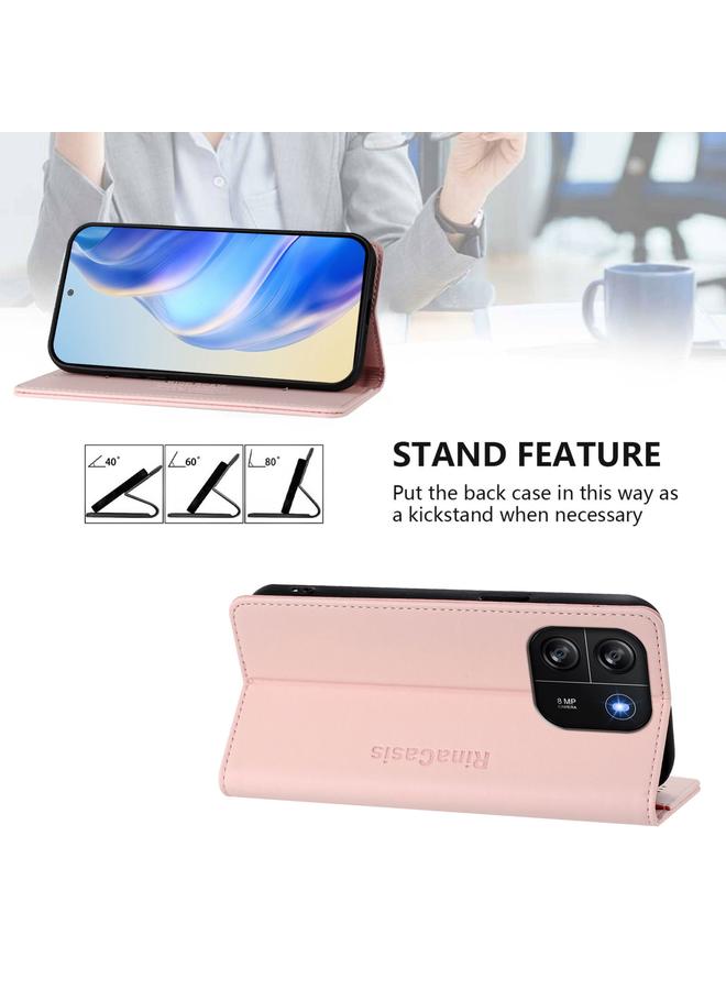 اس-توب جراب لهاتف Blackview Wave 6C RC01 مصنوع من الجلد ثنائي الطي مع خاصية الشفط المغناطيسي بتقنية RFID - Image 4