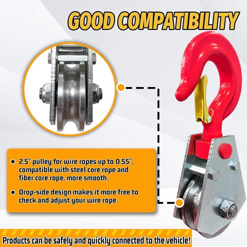 SENKEYFE 3 Ton Heavy Duty Block Pulley with 360° Swivel Hook for Towing and Lifting Operations - Image 4
