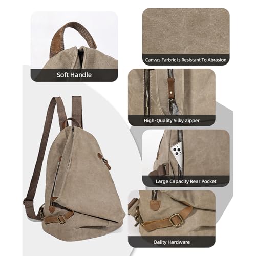 KL928 Canvas Vintage Backpack – Large Casual Daypack Outdoor Travel Rucksack Hiking Backpacks for Men Women - Image 3