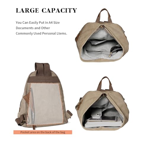 KL928 Canvas Vintage Backpack – Large Casual Daypack Outdoor Travel Rucksack Hiking Backpacks for Men Women - Image 4