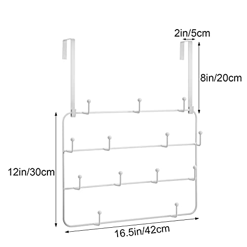 Hotop Over The Door Hooks Hanger Rack Multi Use Metal Over The Door Hook Stainless Steel Rustproof Hanger for Coats Hats Robes Clothes Towels(White,1 Set) - Image 2