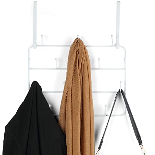 Hotop Over The Door Hooks Hanger Rack Multi Use Metal Over The Door Hook Stainless Steel Rustproof Hanger for Coats Hats Robes Clothes Towels(White,1 Set) - Image 5