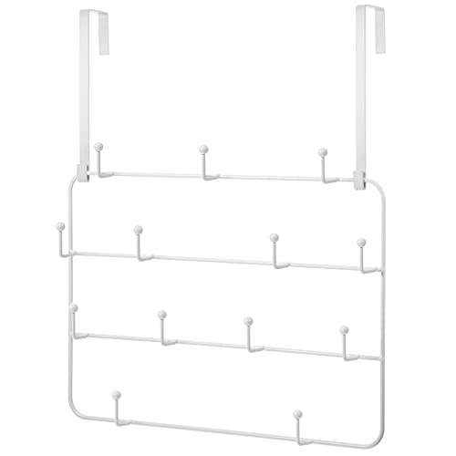 Hotop Over The Door Hooks Hanger Rack Multi Use Metal Over The Door Hook Stainless Steel Rustproof Hanger for Coats Hats Robes Clothes Towels(White,1 Set) - Image 1