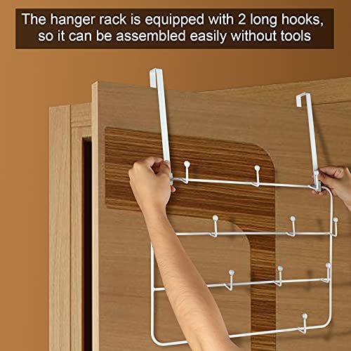 Hotop Over The Door Hooks Hanger Rack Multi Use Metal Over The Door Hook Stainless Steel Rustproof Hanger for Coats Hats Robes Clothes Towels(White,1 Set) - Image 3