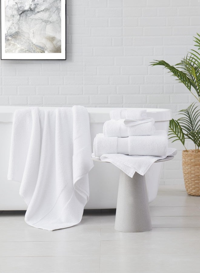 Brooklyn Loom Solid Turkish Cotton White Cotton 6-Piece 6 Piece Set Towel, Solid Themed, for Men and Women, Oeko-TEX Certified Confidence - Image 1