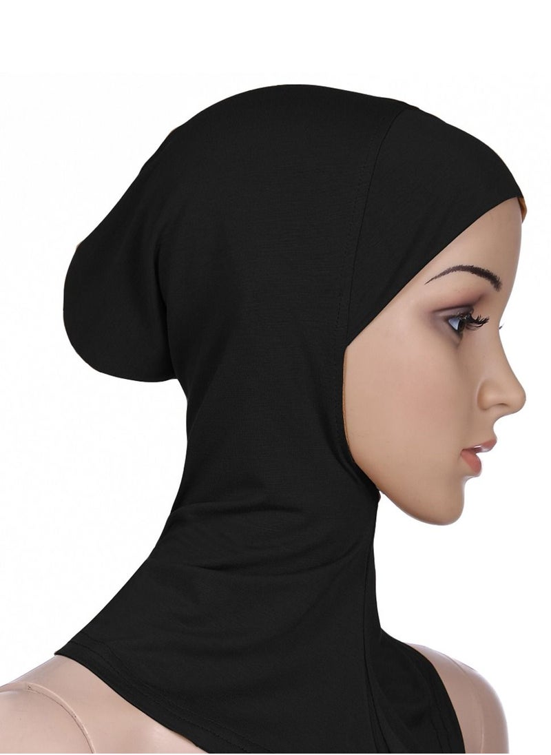 Loquat - Women's Stretch Long Scarf Solid Color Hijab Inner Cap Black - Image 1