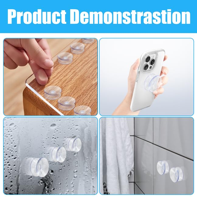 Aquaneat 20 Pack 0.8/1.2 Inch Double Sided Suction Cups For Glass Table Top Home Organization (0.8 Inch) - Image 4