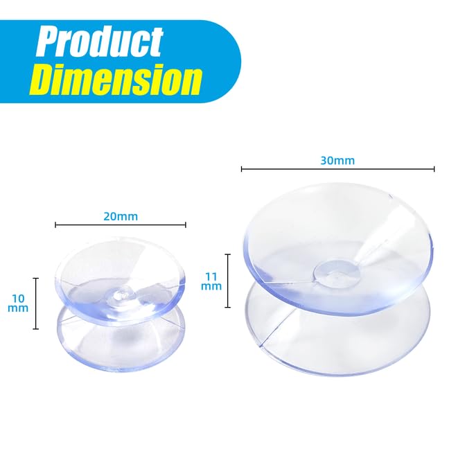Aquaneat 20 Pack 0.8/1.2 Inch Double Sided Suction Cups For Glass Table Top Home Organization (0.8 Inch) - Image 2