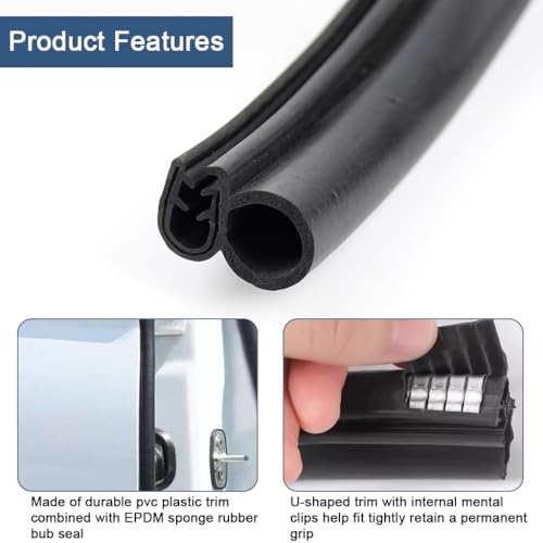 STHIRA® 20Ft car Sealing Strip Door Stripping Rubber Edge Trim Seal Strip Gasket with Side Bulb Universal Fit car Strip All-Weather Car Soundproofing Protects Against Dust & Water for Most Vehicles - Image 3