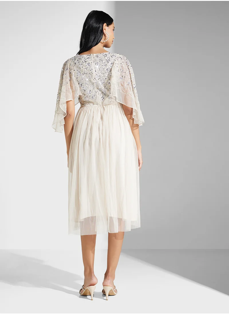 Amelia Rose V-Neck Embellished Dress