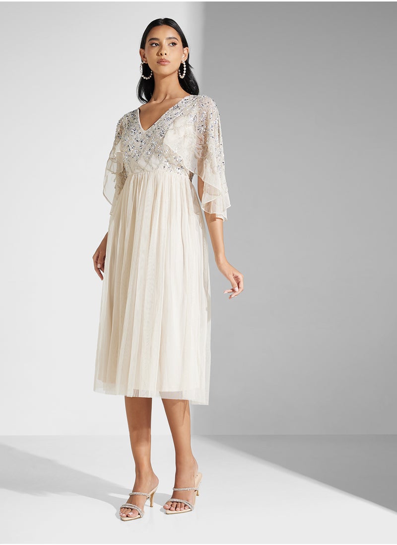 Amelia Rose V-Neck Embellished Dress  - Image 4