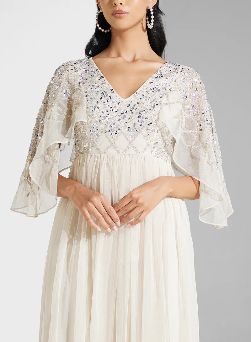 Amelia Rose Sequin Tulle Midi Dress