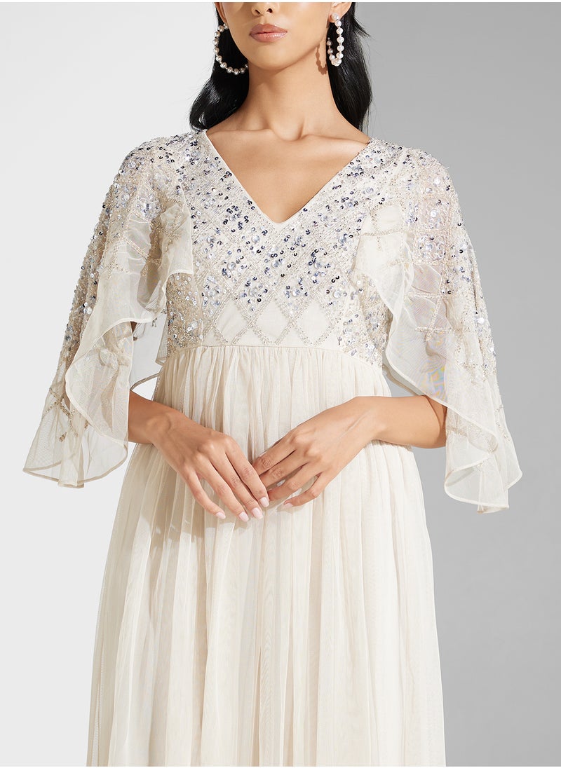 Amelia Rose V-Neck Embellished Dress  - Image 3