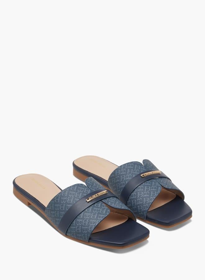 Flora Bella By Shoexpress Women Monogram Print Slip-On Sandals - Image 3