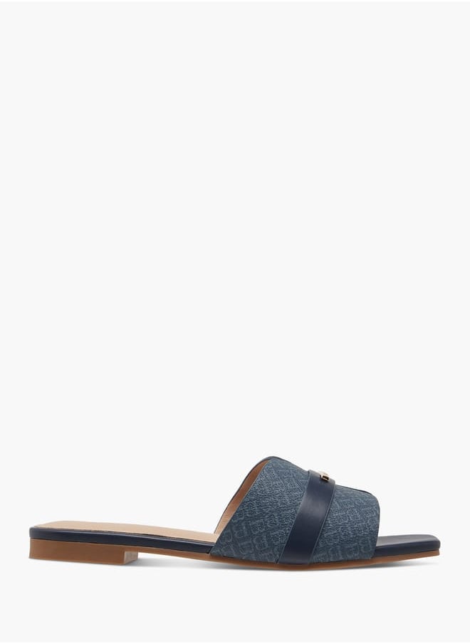 Flora Bella By Shoexpress Women Monogram Print Slip-On Sandals  - Image 3