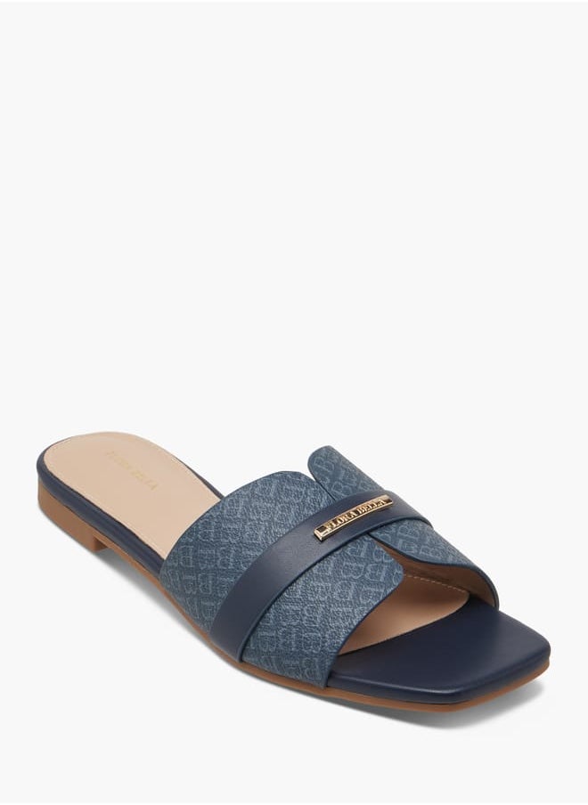 Flora Bella By Shoexpress Women Monogram Print Slip-On Sandals  - Image 2
