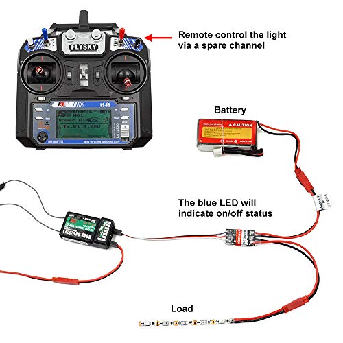 elechawk RC Remote Controlled AUX on/Off Electronic Switch Relay for Car Truck Boat LED Light Drone (8A) - Image 3