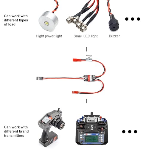elechawk RC Remote Controlled AUX on/Off Electronic Switch Relay for Car Truck Boat LED Light Drone (8A) - Image 5