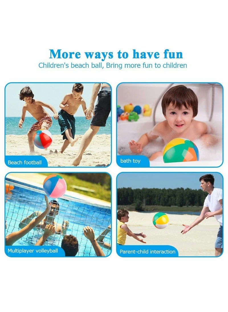 واي آند دي Inflatable Beach Ball, 10 PCS Classic Rainbow Color Beachball, Summer Water Toy, Birthday Pool Party Favors Fun Play Beachball Game for Kid Boys Girls 8 to 12 Inches from Inflated Deflated - Image 2