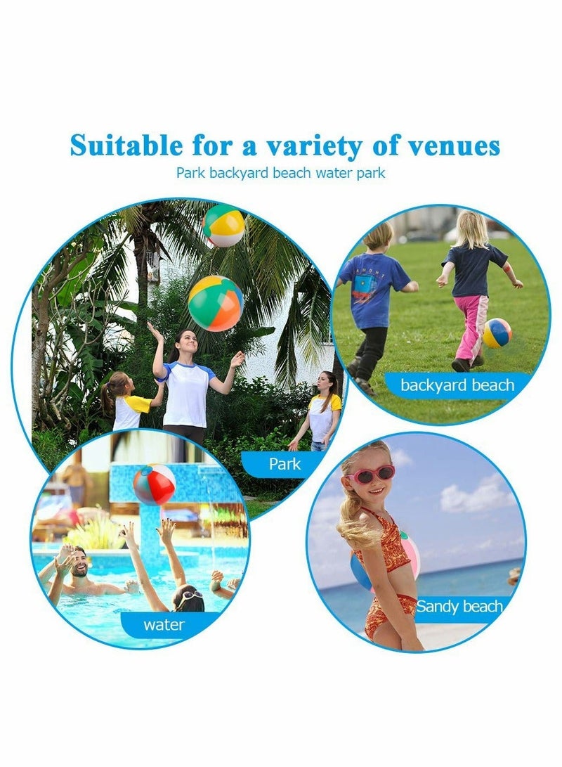 واي آند دي Inflatable Beach Ball, 10 PCS Classic Rainbow Color Beachball, Summer Water Toy, Birthday Pool Party Favors Fun Play Beachball Game for Kid Boys Girls 8 to 12 Inches from Inflated Deflated - Image 3