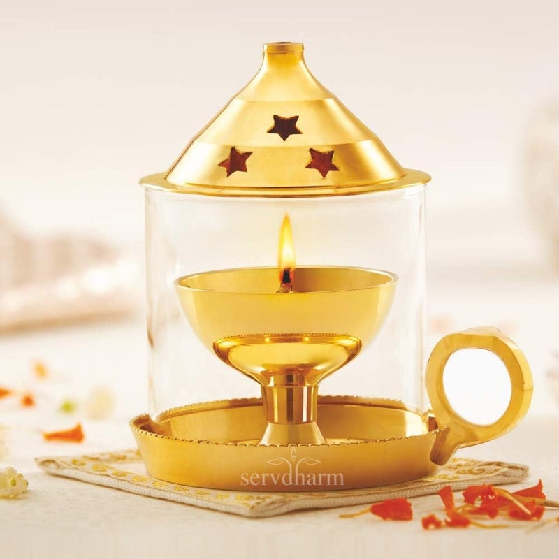 ServDharm Brass Akhand Diya Large 65 Inches 40 ml Oil Capacity - Image 2