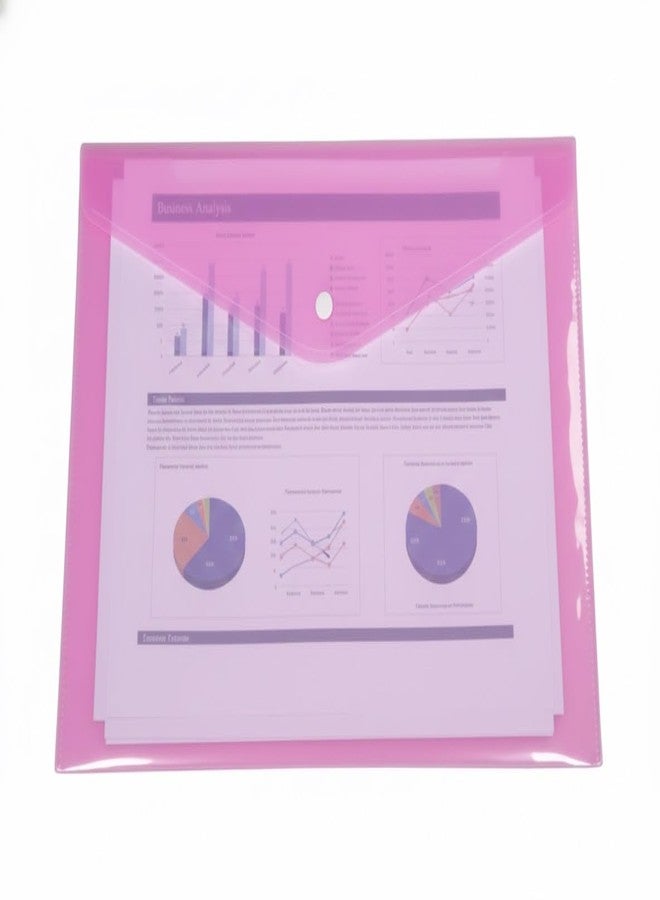 حقيبة تخزين ملفات وشهادات بحجم A4 و FS Legal من Shining Zon، متعددة الألوان، مزودة بزر كبس، مصنوعة من البلاستيك الشفاف لحفظ الأوراق والقرطاسية - عبوة من 10 قطع - Image 5