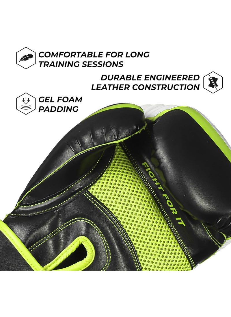 Sanabul  - Essential Gel Boxing Gloves | Pro-Tested Kickboxing Gloves for Men and Women | Ideal for Boxing, MMA, Muay Thai, and Heavy Bag Training Black/Green - Image 1