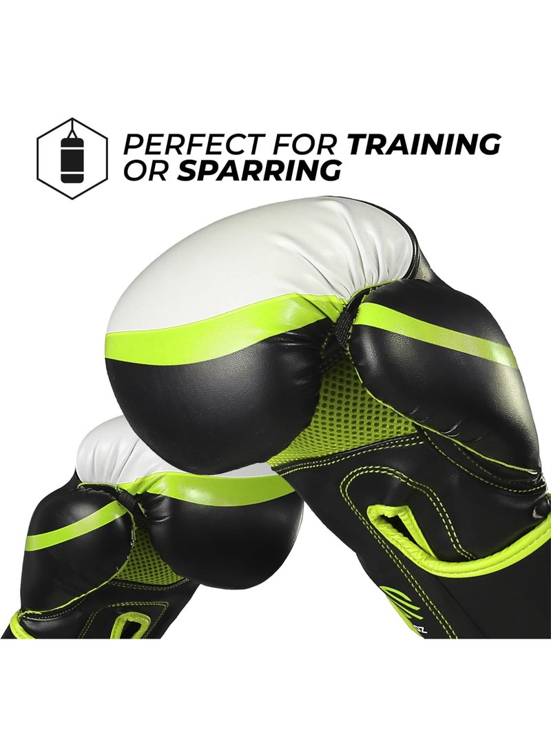 Sanabul  - Essential Gel Boxing Gloves | Pro-Tested Kickboxing Gloves for Men and Women | Ideal for Boxing, MMA, Muay Thai, and Heavy Bag Training Black/Green - Image 1
