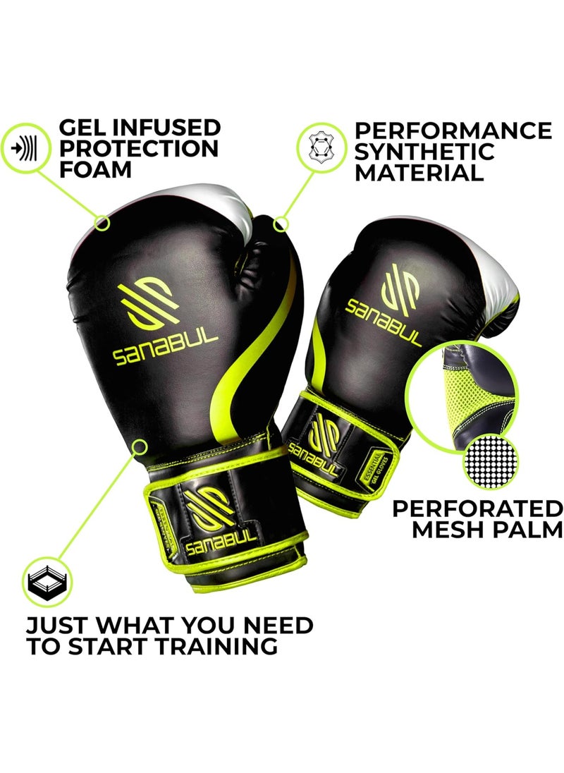Sanabul  - Essential Gel Boxing Gloves | Pro-Tested Kickboxing Gloves for Men and Women | Ideal for Boxing, MMA, Muay Thai, and Heavy Bag Training Black/Green - Image 1