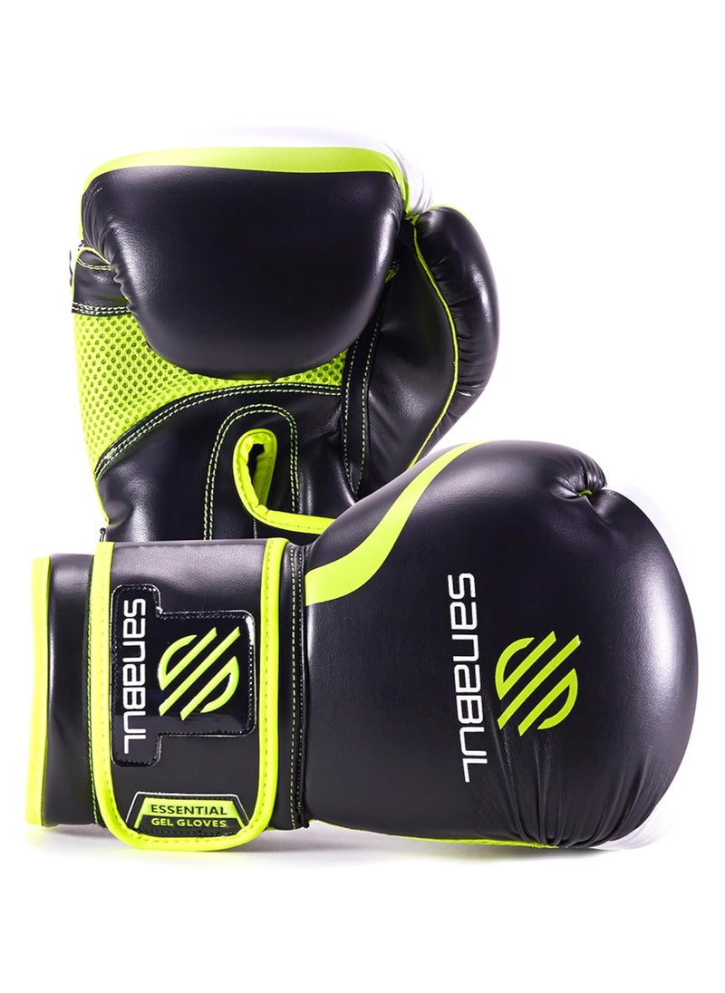 Sanabul  - Essential Gel Boxing Gloves | Pro-Tested Kickboxing Gloves for Men and Women | Ideal for Boxing, MMA, Muay Thai, and Heavy Bag Training Black/Green - Image 1