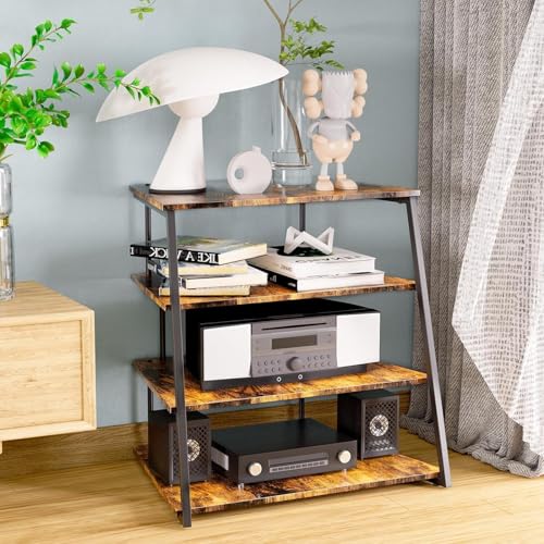 OGFC 61869 Multi Level Stereo Cabinet, Audio Storage,4-Tier Audio Rack,Stereo Stand, AV Rack,Vintage Style (Black) - Image 4