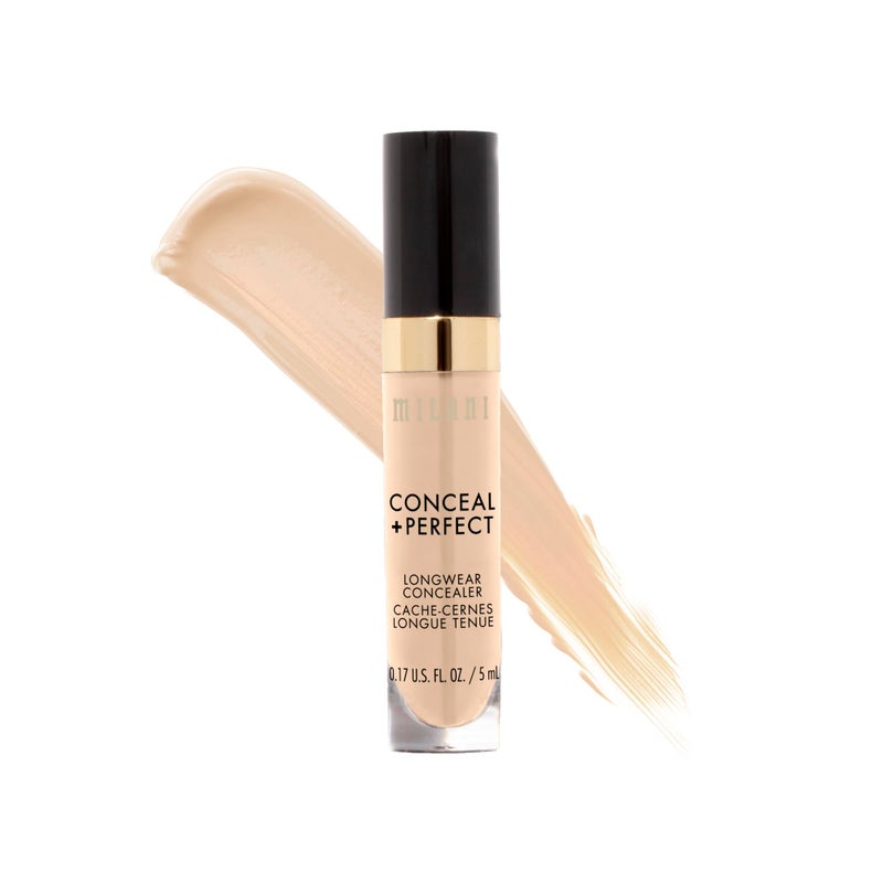 Milani Conceal  Perfect Longwear Concealer Full Coverage Infused with Hyaluronic Acid  Vitamin E Cover Dark Circles Blemishes  Skin Imperfections for LongLasting Wear  Light Nude