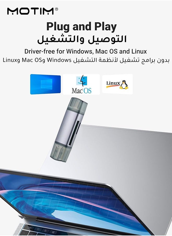موتيم - قارئ بطاقات SD USB 2.0/USB C OTG ذو فتحة واحدة لبطاقة الذاكرة SD قارئ بطاقة SD، USB 2.0/USB C OTG محول بطاقة الذاكرة بفتحة واحدة لأجهزة iPhone 16/15/14/13/12/11، و2022-2016 MacBook Pro 13/15/16، وM1 M2 Mac Air، وiPad Pro، وSurface، وDell XPS، وSamsung، وHuawei، وSony، وغيرها - Image 1