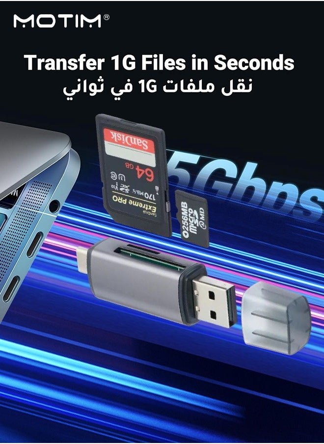 موتيم - قارئ بطاقات SD USB 2.0/USB C OTG ذو فتحة واحدة لبطاقة الذاكرة SD قارئ بطاقة SD، USB 2.0/USB C OTG محول بطاقة الذاكرة بفتحة واحدة لأجهزة iPhone 16/15/14/13/12/11، و2022-2016 MacBook Pro 13/15/16، وM1 M2 Mac Air، وiPad Pro، وSurface، وDell XPS، وSamsung، وHuawei، وSony، وغيرها - Image 1
