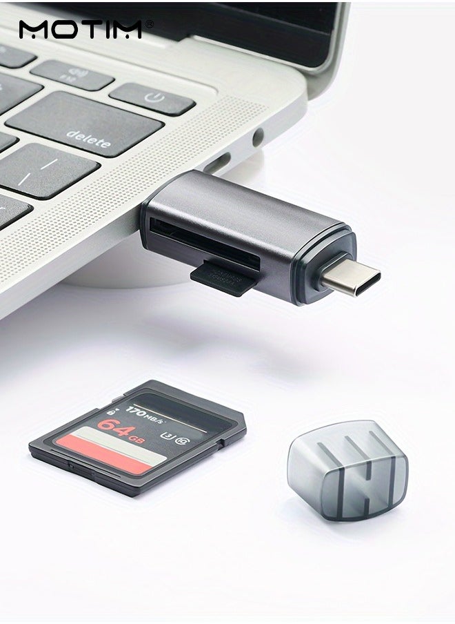 موتيم - قارئ بطاقات SD USB 2.0/USB C OTG ذو فتحة واحدة لبطاقة الذاكرة SD قارئ بطاقة SD، USB 2.0/USB C OTG محول بطاقة الذاكرة بفتحة واحدة لأجهزة iPhone 16/15/14/13/12/11، و2022-2016 MacBook Pro 13/15/16، وM1 M2 Mac Air، وiPad Pro، وSurface، وDell XPS، وSamsung، وHuawei، وSony، وغيرها - Image 1