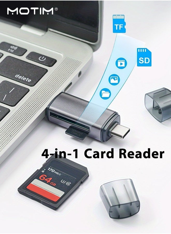 موتيم - قارئ بطاقات SD USB 2.0/USB C OTG ذو فتحة واحدة لبطاقة الذاكرة SD قارئ بطاقة SD، USB 2.0/USB C OTG محول بطاقة الذاكرة بفتحة واحدة لأجهزة iPhone 16/15/14/13/12/11، و2022-2016 MacBook Pro 13/15/16، وM1 M2 Mac Air، وiPad Pro، وSurface، وDell XPS، وSamsung، وHuawei، وSony، وغيرها - Image 1