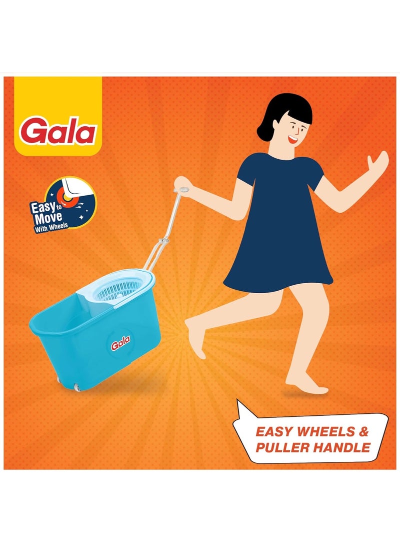 Gala e-Quick Spin Mop, Easy Wheels & Big Bucket with 2 Microfiber Refills, Floor Cleaning Mop with Bucket, pocha for floor cleaning, Mopping Set (white and blue) - Image 5