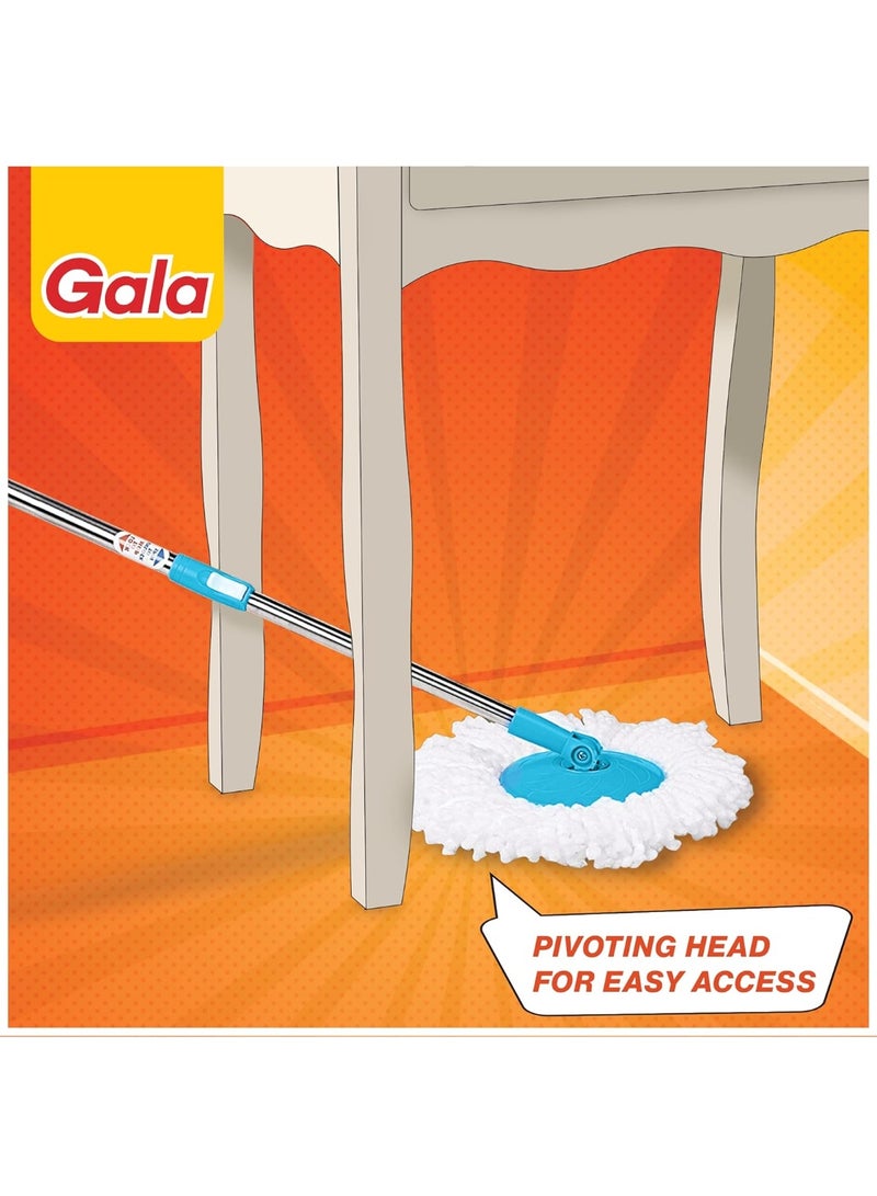 Gala e-Quick Spin Mop, Easy Wheels & Big Bucket with 2 Microfiber Refills, Floor Cleaning Mop with Bucket, pocha for floor cleaning, Mopping Set (white and blue) - Image 3
