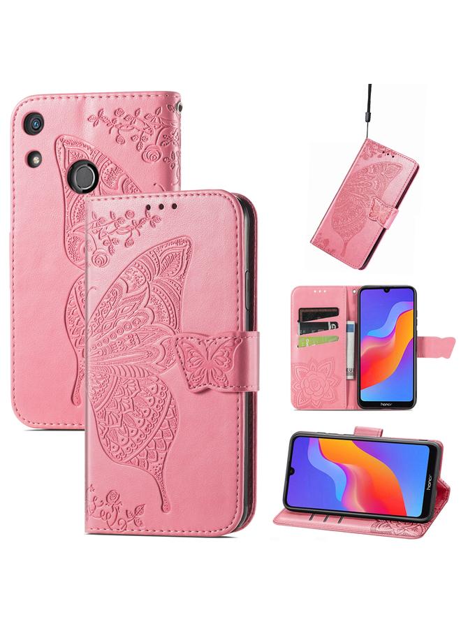 Green Tiger Case For Honor 8A Butterfly Love Flower Embossed Leather Phone Case - Image 1