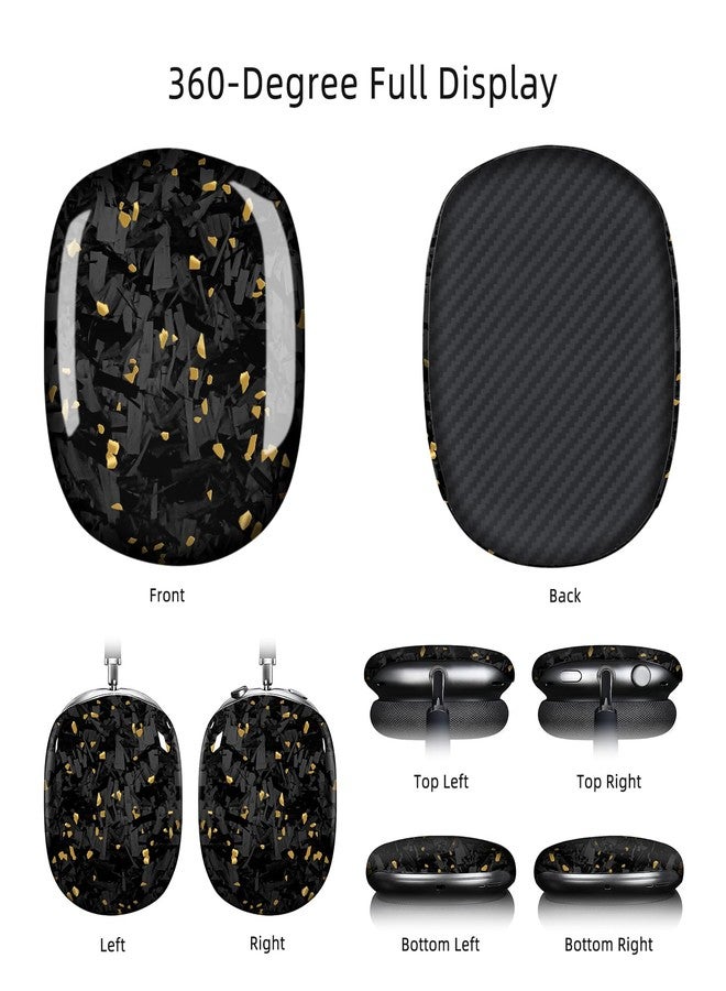 MONOCARBON Real Carbon Fiber Case for AirPods Max (2024/2020), Military-Grade Protective Hard Cover for Apple Max Headphones, Unique Forged Glossy, Scratch-Resistant, Essential Accessories-Gold - Image 4