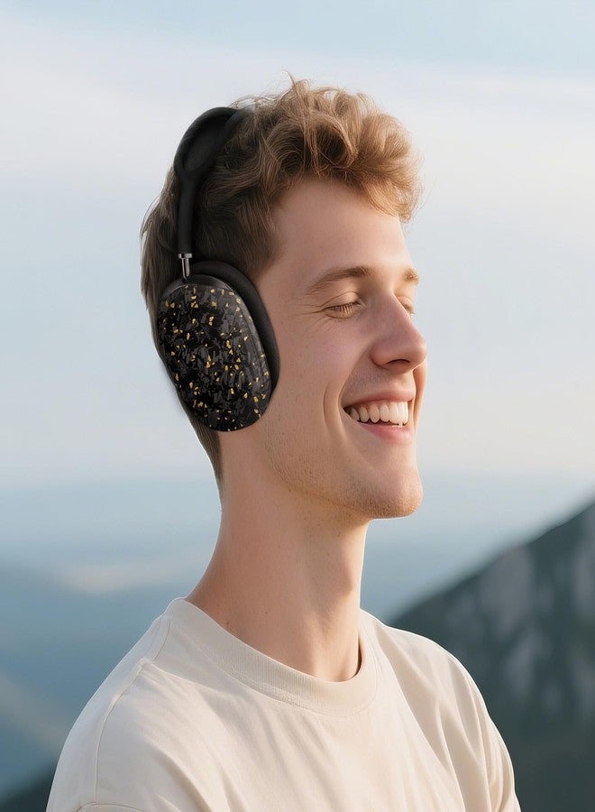 MONOCARBON Real Carbon Fiber Case for AirPods Max (2024/2020), Military-Grade Protective Hard Cover for Apple Max Headphones, Unique Forged Glossy, Scratch-Resistant, Essential Accessories-Gold - Image 2