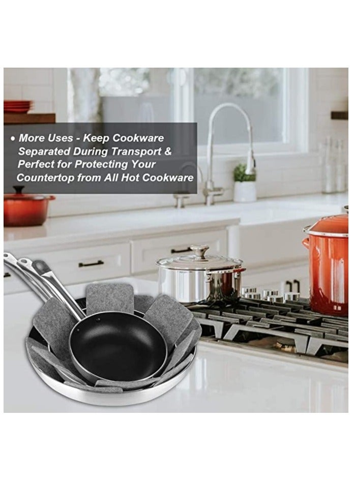 Excefore Pot and Pan Protectors 4pcs Larger Thicker Pot Dividers Pads/Stacking Pan Protectors/Pan Separators Pads for Protecting and Separating Pots and Pans Prevent Scratching Separate and Marring - Image 2