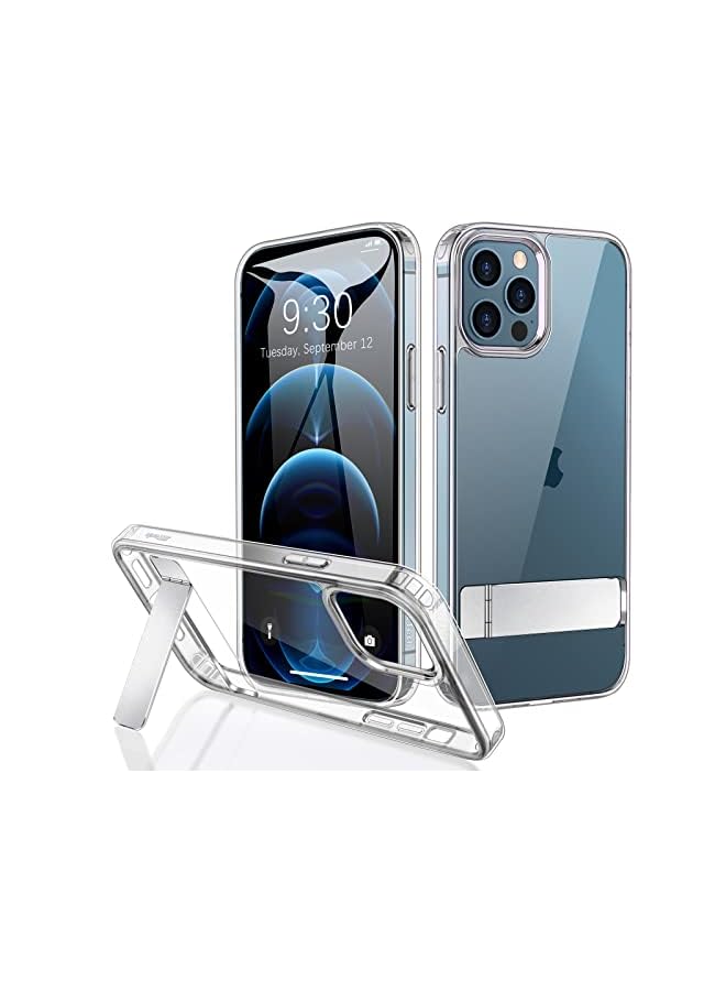 Jetech Case for iPhone 12 Pro Max 6.7-Inch with Stand, Support Wireless Charging, Slim Shockproof Bumper Phone Cover, 3-Way Metal Kickstand (Clear) - Image 2