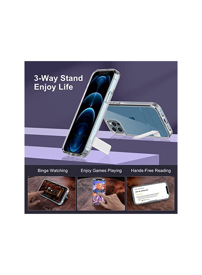 Jetech Case for iPhone 12 Pro Max 6.7-Inch with Stand, Support Wireless Charging, Slim Shockproof Bumper Phone Cover, 3-Way Metal Kickstand (Clear) - Image 5