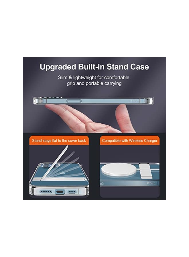 Jetech Case for iPhone 12 Pro Max 6.7-Inch with Stand, Support Wireless Charging, Slim Shockproof Bumper Phone Cover, 3-Way Metal Kickstand (Clear) - Image 4