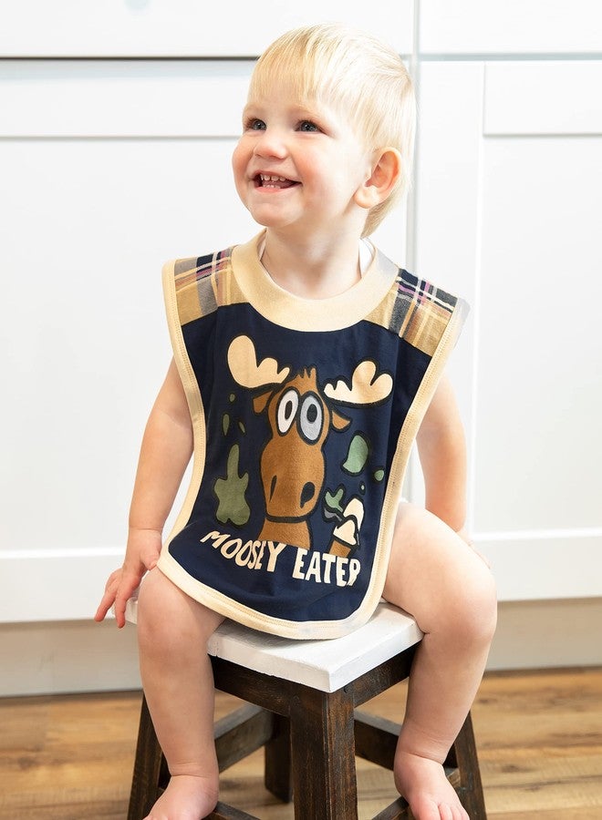 Lazy One LazyOne Animal-Print Baby Bibs, Infant Bibs, Cute Baby Shower Gifts, One Size, Pack of 2 (Duck Duck Moose, Moosey Eater) - Image 4