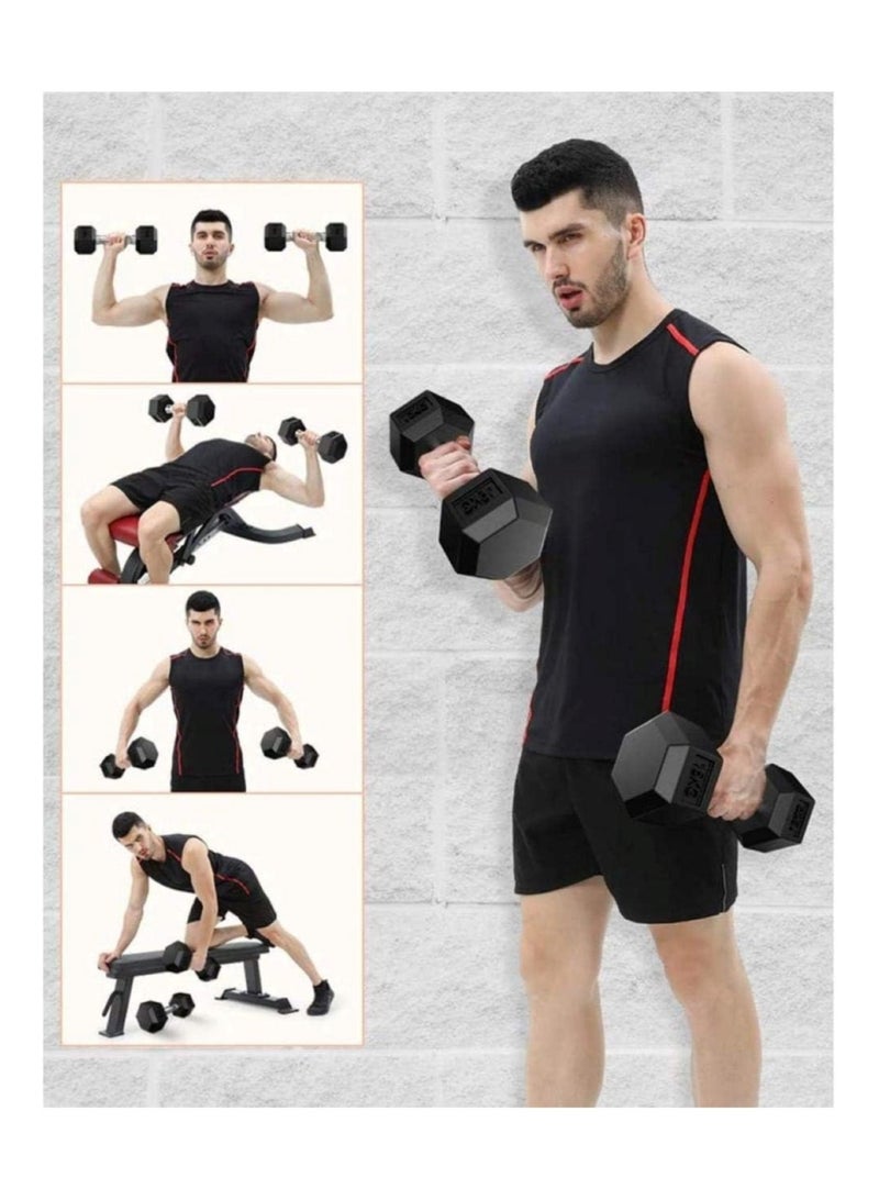 Huitich Gym Fitness Equipment Rubber Hex Dumbbell 1 Pc Black 10kg - Image 4