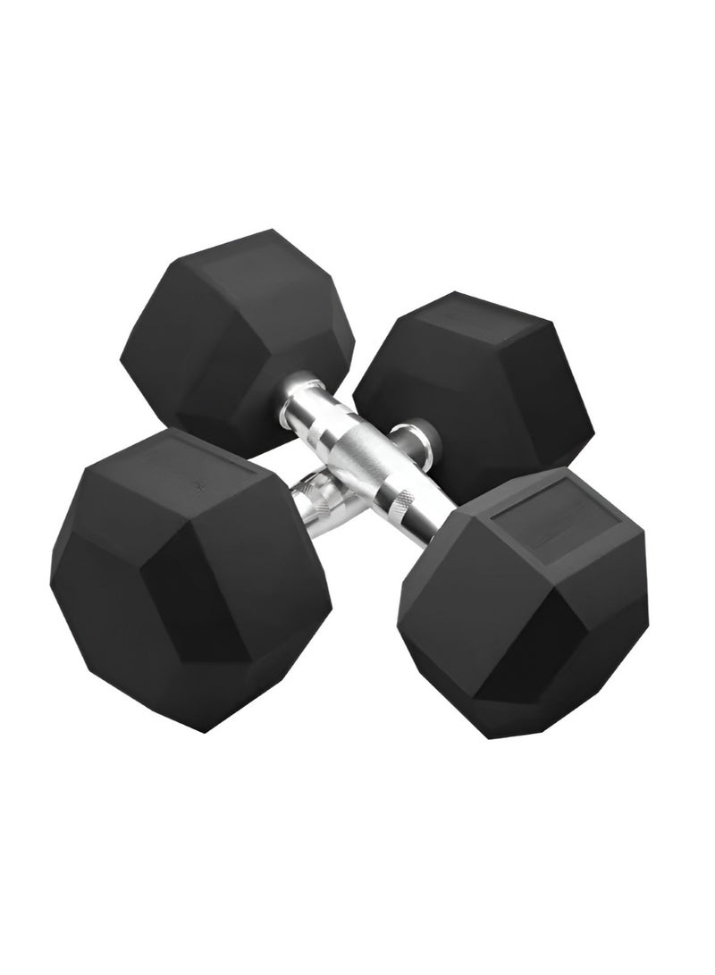 Huitich Gym Fitness Equipment Rubber Hex Dumbbell 1 Pc Black 10kg - Image 3