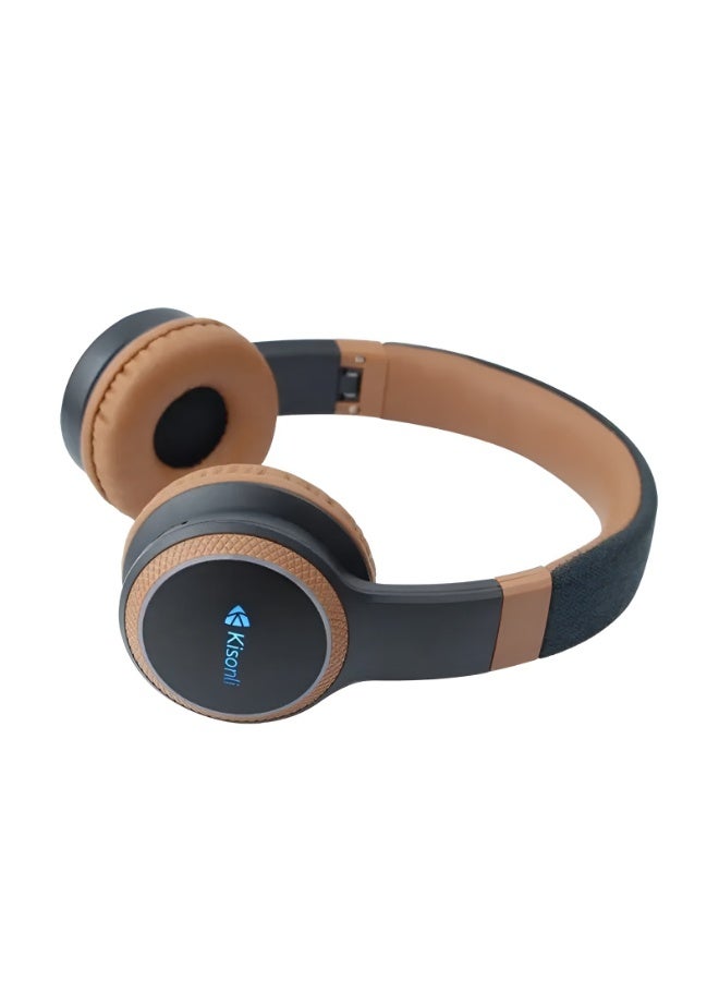 Kisonli KISONLI A6 Bluetooth and AUX Headphones with Memory Card Support, 20 Hours of Playback – Foldable – 400mAh Battery-BROWN  - Image 3