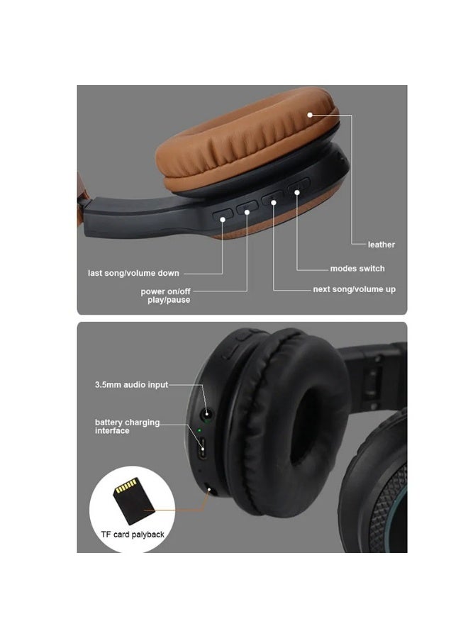 Kisonli KISONLI A6 Bluetooth and AUX Headphones with Memory Card Support, 20 Hours of Playback – Foldable – 400mAh Battery-BROWN  - Image 4